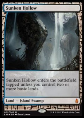 窪み渓谷（Sunken Hollow）（Zendikar Expeditions プレミアム神話レア 戦乱のゼンディカー）