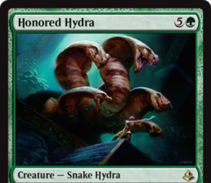 緑レアのハイドラ「Honored Hydra（アモンケット）」が公開！6マナ6/6「トランプル」！不朽コストは4マナ！