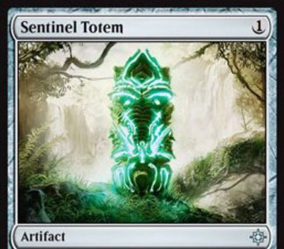 イクサランにアンコ収録のアーティファクト「Sentinel Totem」が公開！1マナで設置して占術1をし、タップ＆生贄で全墓地の全カードを追放する墓地対策カード！