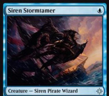 青アンコのセイレーン「Siren Stormtamer（イクサラン）」が公開！1マナ1/1「飛行」に加え、青マナ1点を支払って生贄に捧げることであなたかあなたがコントロールするクリーチャーを対象にする呪文や能力を打ち消す！