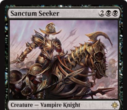 イクサランの黒レア吸血鬼騎士「Sanctum Seeker」が公開！4マナ3/4＆自軍の吸血鬼が攻撃するたび、1点ドレインを誘発！