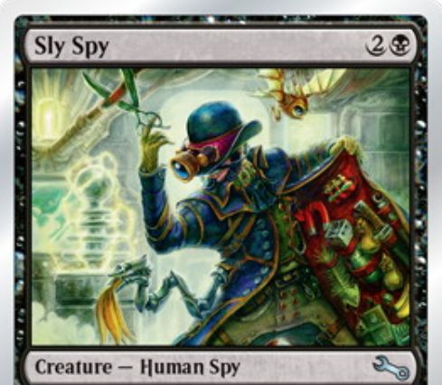 黒コモンのスパイ人間「ずるいスパイ/Sly Spy（Unstable）」が公開！3マナ2/2＆プレイヤーにダメージを通すと、手札を見て最長のカード名のカードを捨てさせる！