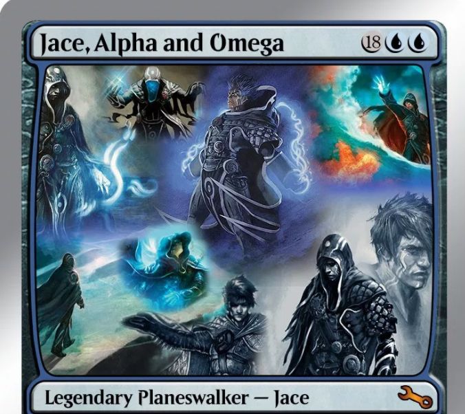 Unstableのフェイクカード「Jace, the Alpha and Omega」が凄い！20マナで初期忠誠値32を持ち、過去に登場したすべてのジェイスの能力を併せ持つプレインズウォーカー！