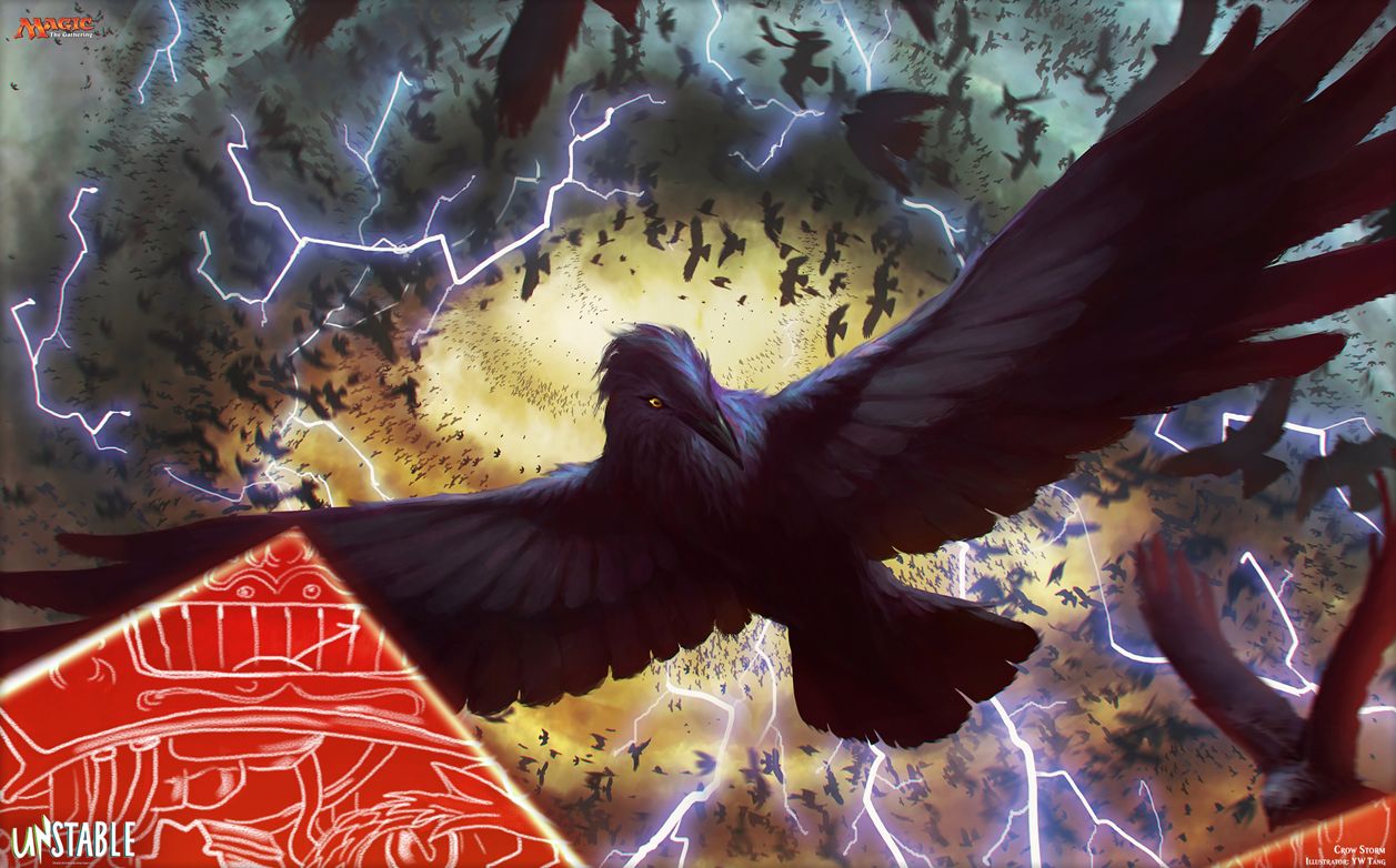 Crow Storm/カラスの嵐雲（フルアート・イラスト MTG「Unstable」壁紙）