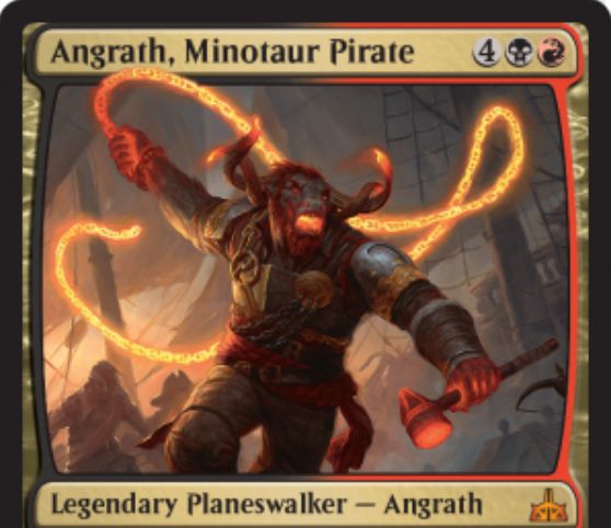 【イクサランの相克】黒赤のPWアングラス「Angrath, Minotaur Pirate」が非公式スポイラーに掲載！最終奥義では対戦相手の全クリーチャーを破壊しつつ破壊したクリーチャーの合計パワーのダメージを対戦相手に与える！