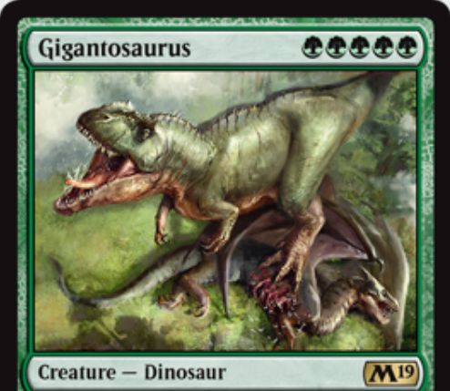 基本セット19 緑レアの恐竜 Gigantosaurus が公開 緑緑緑緑緑で10 10バニラの超大型ダイナソー 日本語名は ギガントサウルス Mtg Fan マジック ザ ギャザリングの最新情報をまとめるブログサイト