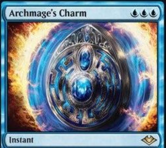 大魔導師の魔除け モダンホライゾン 青レアの魔除けインスタント Archmage S Charm が公開 青青青で 打ち消し 対象プレイヤー2ドロー 1マナ以下の非土地パーマネントを奪う から選べる Mtg Fan マジック ザ ギャザリングの最新情報をまとめる