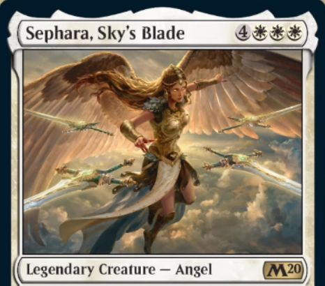 【基本セット2020】白レアの伝説天使「Sephara, Sky's Blade」が公開！7マナ7/7飛行・警戒＆他の飛行持ちクリーチャーに破壊不能を付与＆代替コストでのプレイも可能なクリーチャー！