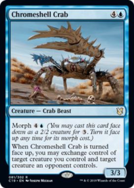 金属殻のカニ(Chromeshell Crab)：MTG「統率者2019」再録