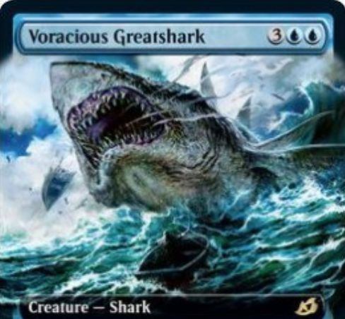 【Voracious Greatshark】MTG「イコリア：巨獣の棲処」収録の青単鮫が公開！5マナ5/4瞬速＆CIPでアーティファクトかクリーチャーの呪文を打ち消し！