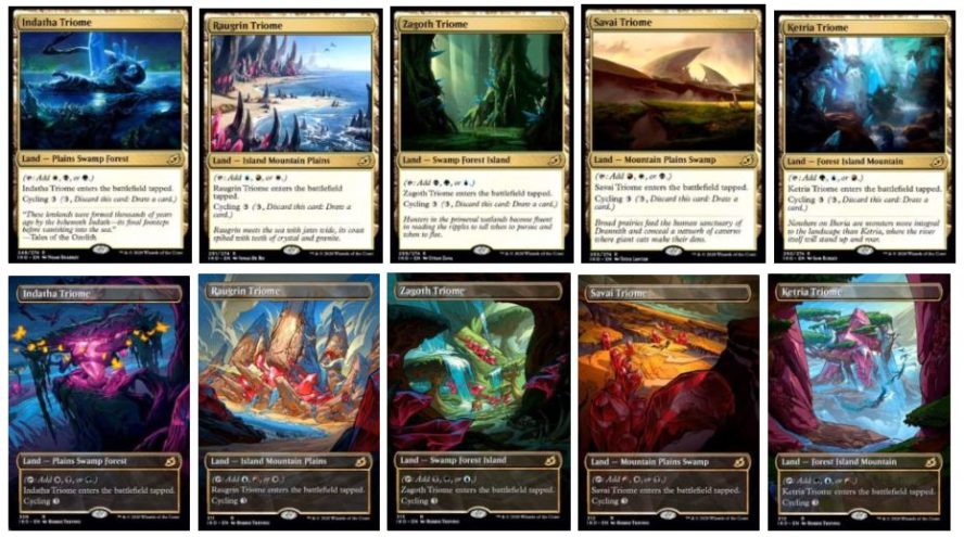 トライオーム 3種タイプを持つレア土地サイクル Mtg イコリア 巨獣の棲処 に収録される 3種類の基本土地タイプを持つレア土地5種が公開 タップインするが 不特定3マナでサイクリングが可能 Mtg Fan マジック ザ ギャザリングの最新情報をまとめる