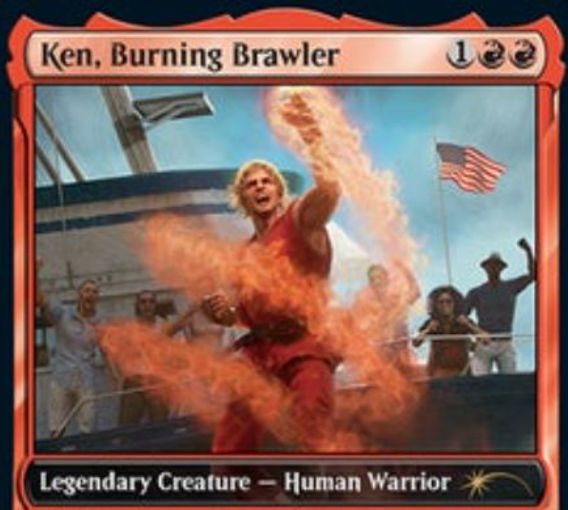 【Ken, Burning Brawler】ケン（ストリートファイター）がMTG「Secret Lair×Street Fighter」に収録！昇竜拳（Shoryuken）のフレイバー・ワードを持つ伝説のクリーチャー！