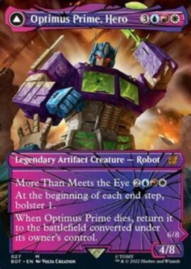 シャッタード・グラス版：Optimus Prime, Hero（MTG「兄弟戦争」収録）