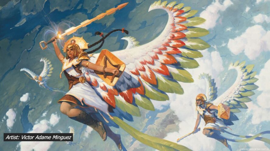 イクサラン次元における「天使」をご紹介しましょう。何故今まで姿を見せなかったのか？それは彼らが世界の内側でコアを守っているからに他なりません。この翼のデザインはケツァールという鳥から着想を得ています。